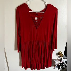Torrid Red High-low Blouse EUC